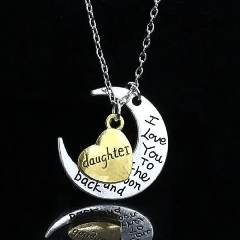 Daughter Moon Heart Necklace